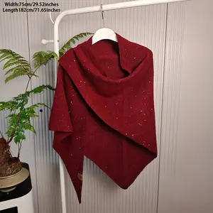 Autumn and Winter Women's Korean Style Warm Sequin Triangle Scarf Neck Warmer Shawl triangle  scarf sophie moss stitch