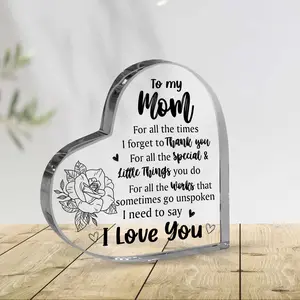 To my Mom Acrylic Heart - Gifts for Mom, Mom Birthday Gifts Mothers Day Gifts From Daughter Son, Valentines Day Christmas Gift Ideas for Mom