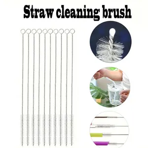 Reusable Stainless Steel Straw Brush Set, Durable Kitchen Cleaning Tool for Baby Bottles, Bottle Cleaner, Silicone & Metal Straws, Eco-Friendly Design