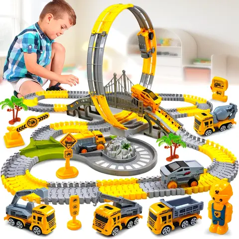 Electric Track Rail System Car Ho Train Set, Unisex Children Educational Toy, Birthday Gift, Small Parts Warning, No Batteries Included