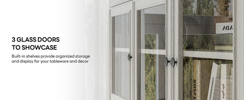 LIKIMIO 74.8" Cabinet with Glass Doors, Tall Kitchen Pantry, Storage Cabinet with Microwave Stand, 4 Adjustable Shelves, Wine & Glass Station, Modern Display Cabinet for Home Living Room LIKIMIO 74.8" Cabinet with Glass Doors, Tall Kitchen Pantry, Storage Cabinet with Microwave Stand, 4 Adjustable Shelves, Wine & Glass Station, Modern Display Cabinet for Home Living Room