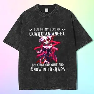 Limited Angel Dust Hazbin Hotel Vintage T Shirt, I�m On My Second Guardian Angel Quote Tee, Funny Cartoon Graphic Shirt, Unisex Fan Gift, For Men, For Women U