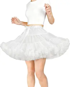 Women's Short Petticoat Skirt Underskirt Adult Elastic Waist Layered Tulle Tutu Puffy Dance Dress Party Costume PettiskirtsGift.