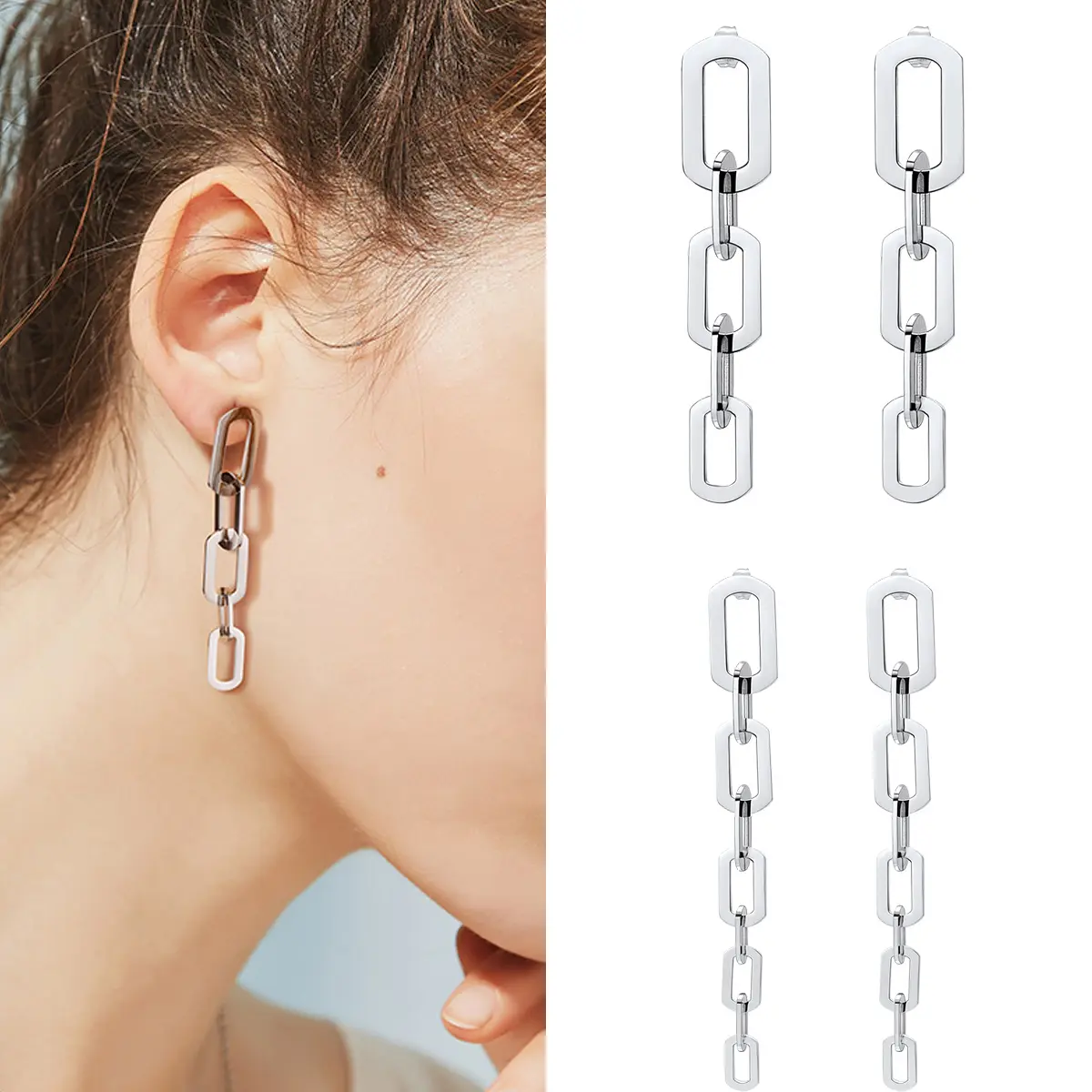 PROSTEEL Long Chain Dangle Earrings Stainless Steel Hypoallergenic Fashion Chain Earrings Unisex For Men Women Gift Box