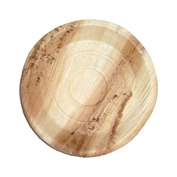 212 MAIN Disposable Eco-Conscious Thick Compostable Microwave-Safe Palm Leaf Round Plates, Natural Look, 100-Piece Pack (PacknWood 210BBA25 Model)