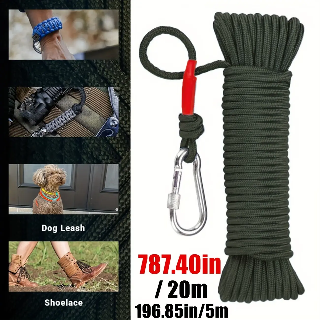 787.40in Outdoor Nylon Rope, Climbing Rope, Durable & Versatile for Camping, Fishing, Gardening, and More, Ideal for Multiple Uses, Cord, Gear