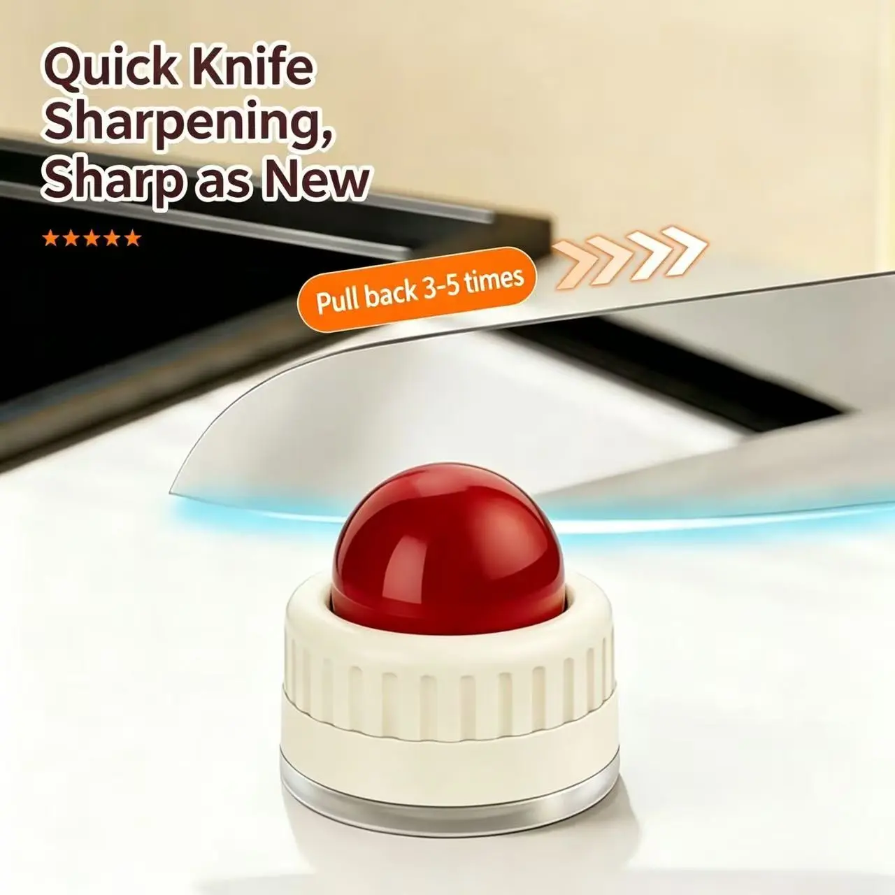 Twist-to-Secure Suction Knife Sharpener - Compact Easy-Grip Kitchen & Camping Hiking Tool with Accessory Handle for Fast Safe Sharpening