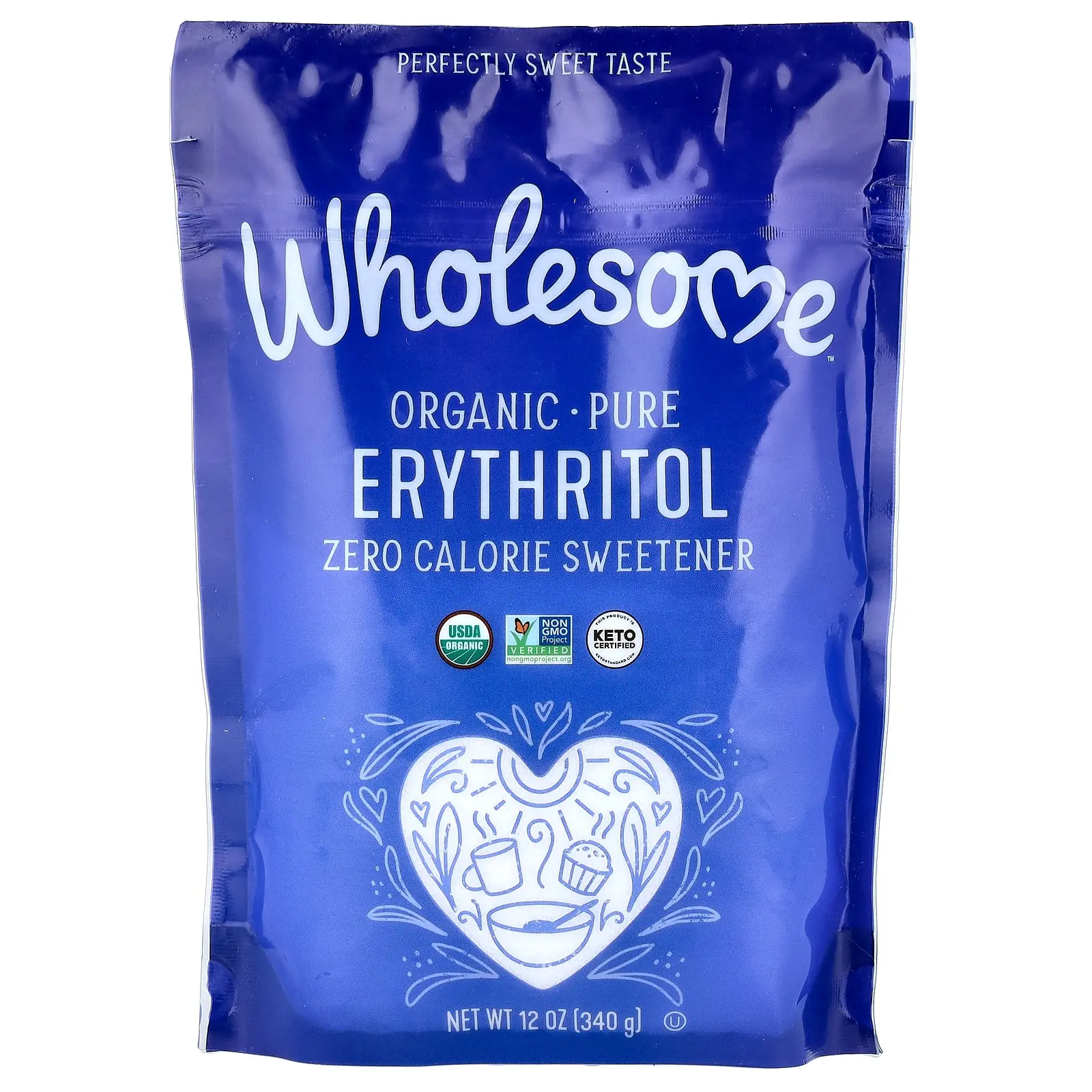 Wholesome Sweeteners Organic Pure Erythritol, Zero Calorie Sweetener, 12 oz (340 g)