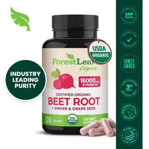 ForestLeaf Organic Beet Root Capsules with Ginger and Grape Seed 1000mg Serving - 20:1 Beetroot Extract - Supports Blood Flow and Energy - Beets Supplements with Organic Beet Root Powder, 120 Count