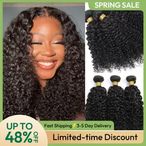 [Spring Must Have] Asteria Hair Brazilian Virgin Human Hair Extension Salon Quality Curly & Deep Wave Sew In Hair Bundles Natural Black Valentine Musts
