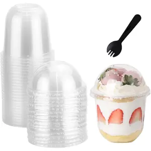 Disposable Clear Plastic Cups 12oz with  - 50 Count (Pack of 1) for Dessert, Parfait, and Iced Cold Drinks - No Hole