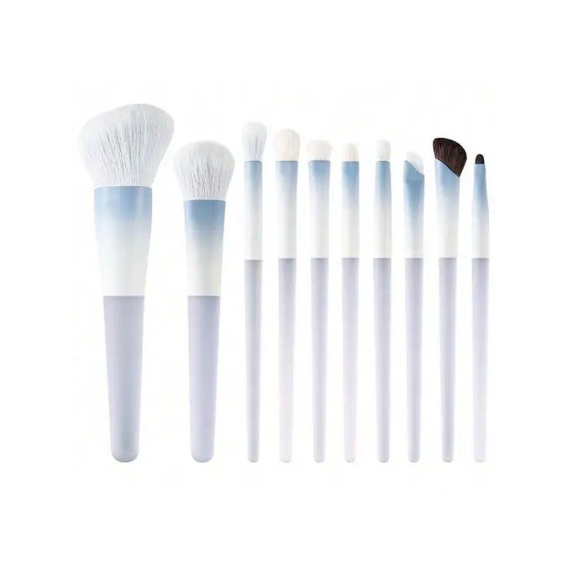 10pcs/Set  Collaboration Makeup Brush Set, Including Eyeshadow Blush Stippling Brush For Blending, Professional Makeup Brush Blue