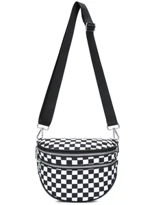 Women's Checkered Crossbody Bags for Women, Spacious Checkered Bum Bag Purse Shoulder Bag, Versatile Sling Bag with Shoulder Strap Crossbody Bags with Adjustable Strap for Women，Checkered Purse, Fanny Pack, Checkered Pattern Bag