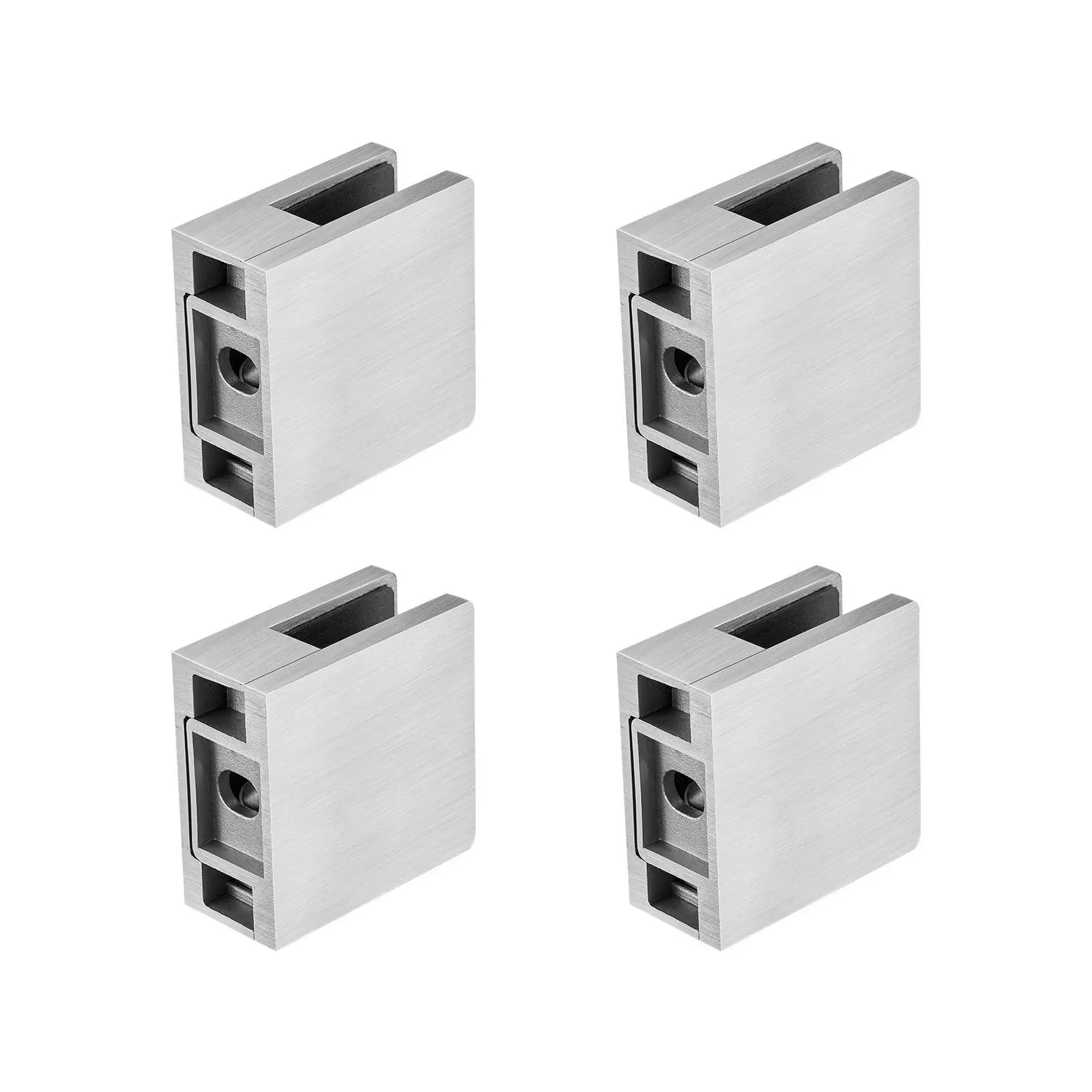 【Backtoschool】VEVOR Glass Clamp, 4 PCS Square Glass Railing Bracket for 0.31 "-0.47 " Tempered Glass, 304 Stainless Steel Glass Mounting Clamp, Glass Shelf Bracket for Balcony, Garden, Pool, Stair, Silver