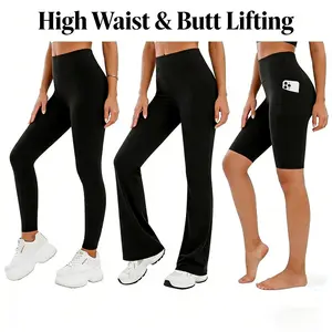 High Waisted Leggings for Women, Tummy Control 4-Way Stretch Moisture Wicking Yoga Leggings , skinny Full Length / short / Flared  Workout Leggings,gym outfit, seamless scrunch bum legging, feminina, fitness bottom, pocket, casual wear, pants, Soft, suit