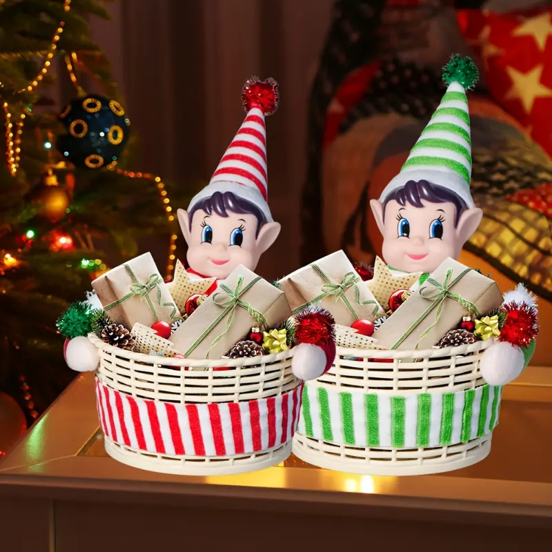 1pc, Christmas Decorations Cute Candy Storage Basket, Party Decorations, Decorative Plastic Storage Basket for Candy, Home Decor
