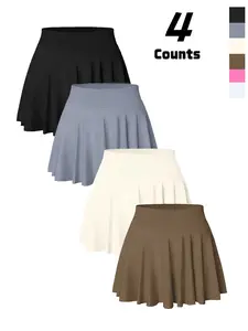 Women's Solid Color Skort with Pockets, Sporty Built-in Shorts Skort for Running Gym Workout, Ladies Sportswear for Spring & Fall, Athletic Skorts, Elastic Waist Skort, Lightweight Athletic Skirts