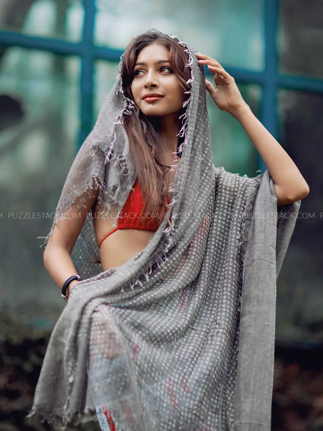 Square Pattern Silk Pashmina Scarf