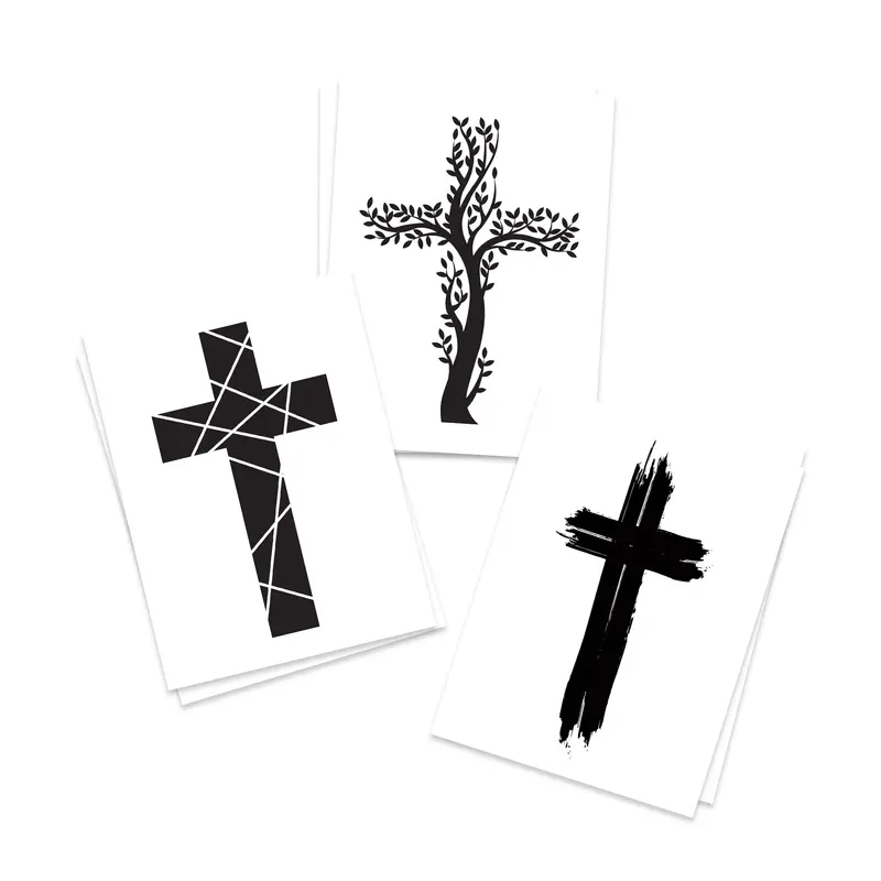 FashionTats Modern Cross Temporary Tattoos 9-Pack Skin Safe Removable Sticker Henna Made in USA Easy Application Lasts 5-7 Days