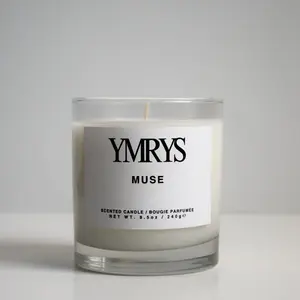 YMRYS Scented Luxury Candle 'MUSE' for Women + Men, Long-Lasting 55hr Burn Time (8.5oz) Fresh + Woody Home Fragrance