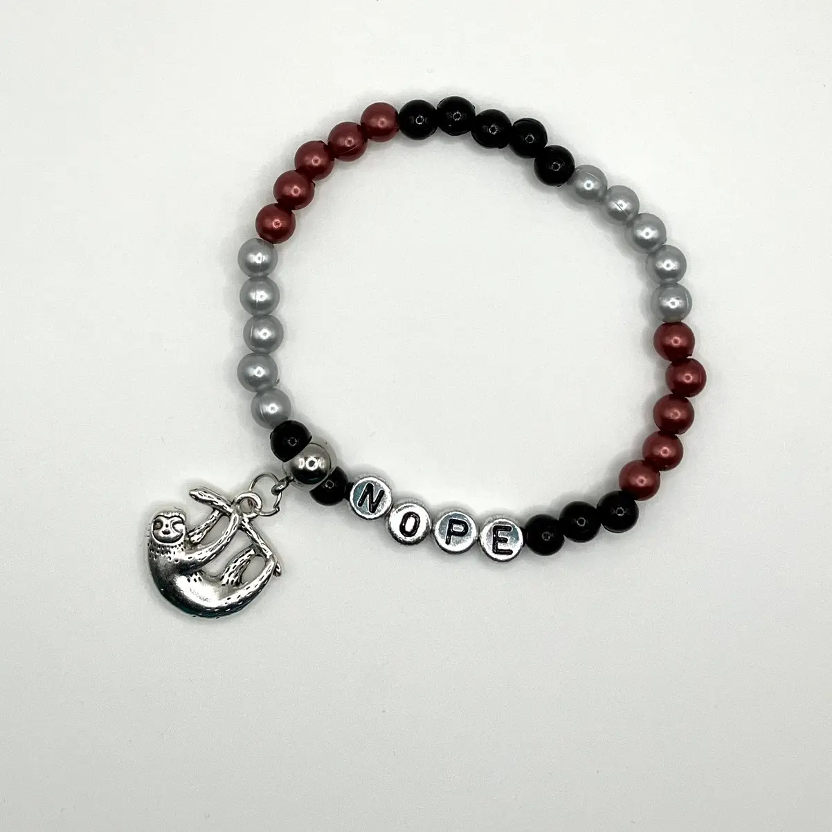 Sloth nope beaded stretch bracelet