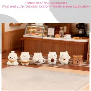 Cute Cartoon Resin Cat Coffee Kitten Ornament, DIY Accessories for Desktop & Car Decoration, Fun Animal Figurine Gift