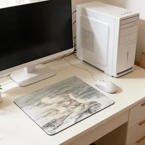 Vintage Sea Wave Rock Mouse Pad, Anti-Slip Office Gaming Desk Mat, Style Beach Landscape, Waves, Retro Film Feel