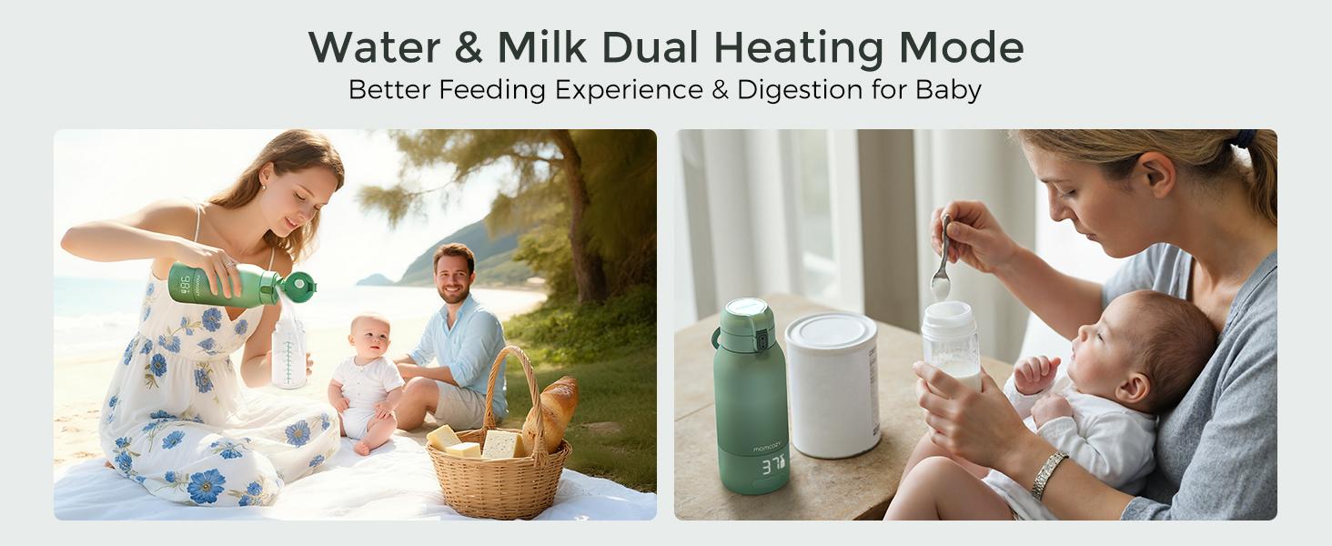 Momcozy Portable Milk Warmer for Travel – Dual Heating Modes for Breast Milk & Water, Portable Bottle Warmer with Fast Heating & Long Battery Life, 17 Ounces Large Capacity to Meet Your All-Day Needs