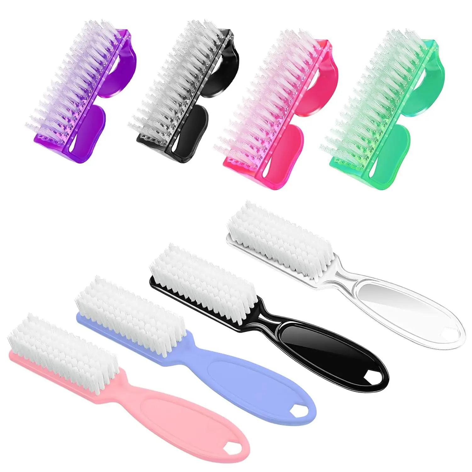 Halloween Fall Gift 8-Piece nail Cleaning Brush Set with Ergonomic Handle Grip. Small nail Scrubber Brushes for Cleaning Fingernails & Toenails, Removing Dirt Under nails. Perfect for Manicure, Pedicure, Home, Salon, Travel, Women & Men.