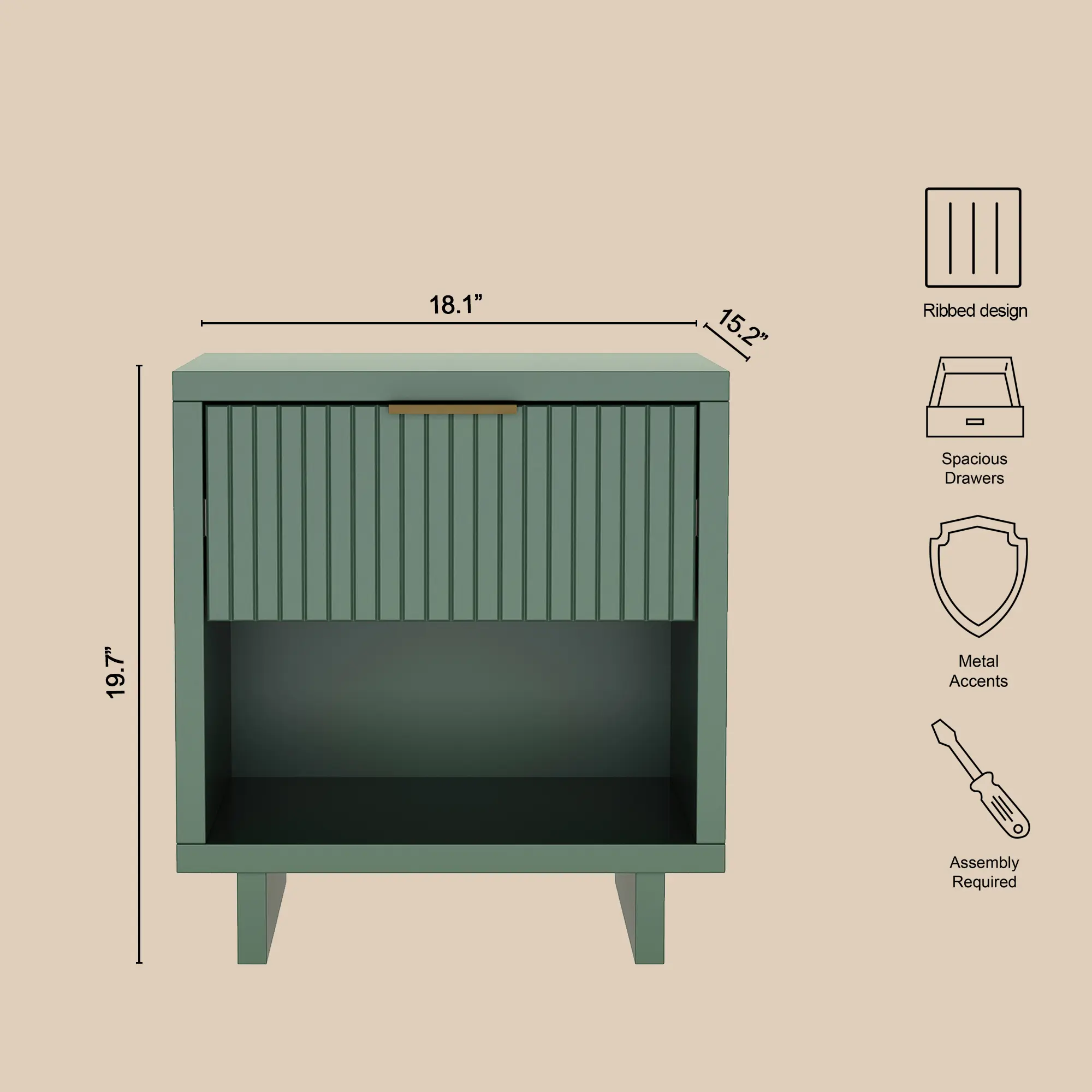 Nightstand in Sage Green