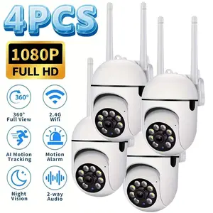 2/4 Piece 1080P HD Smart Home Security Camera, 2.4g WiFi Indoor Outdoor, Color Night Vision, Two-Way Audio, Pet Monitoring, Motion Alerts, Wireless Security Cameras