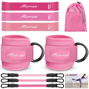 HPYGN Ankle Resistance Bands &Resistance Loop for Legs and Butt, Fabric Exercise Loop Bands Yoga, Pilates, Rehab, Fitness and Home Workout, Strength Bands for Booty