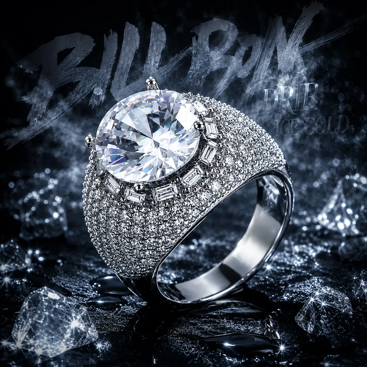 Men's Full Pave Square Synthetic Zircon Ring - Bold Hiphop Look, Iced Out Bling Effect, Urban Luxe, Gift-Ready Fashion Jewelry Rings, Zircon Sparkle Instant Shine, F3 Summerwins, Urban Trend Male Accessory, Synthetic Zircon Rings