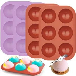 4Pack 6-Cavity Semi Sphere Silicone Mold, Baking Mold for Making Hot Chocolate Bomb, Cake, Jelly, Dome Mousse