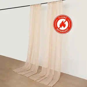 2 Pack 5ftx10ft Nude Chiffon Backdrop Drape Curtains, Durable Flame Resistant Sheer Organza Event Divider Panels With Rod Pockets