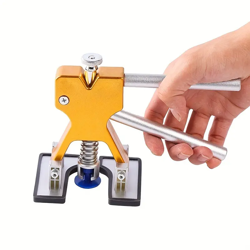 Car dent repair tool kit with body panel puller and dent repair tools
