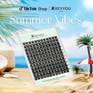 KEYYOU DIY Lash Clusters Volume Lash Extensions Wispy Comfortable Cluster Lashes Eyelash Extensions Makeup Cosmetic Easy DIY at Home  #Summervibes