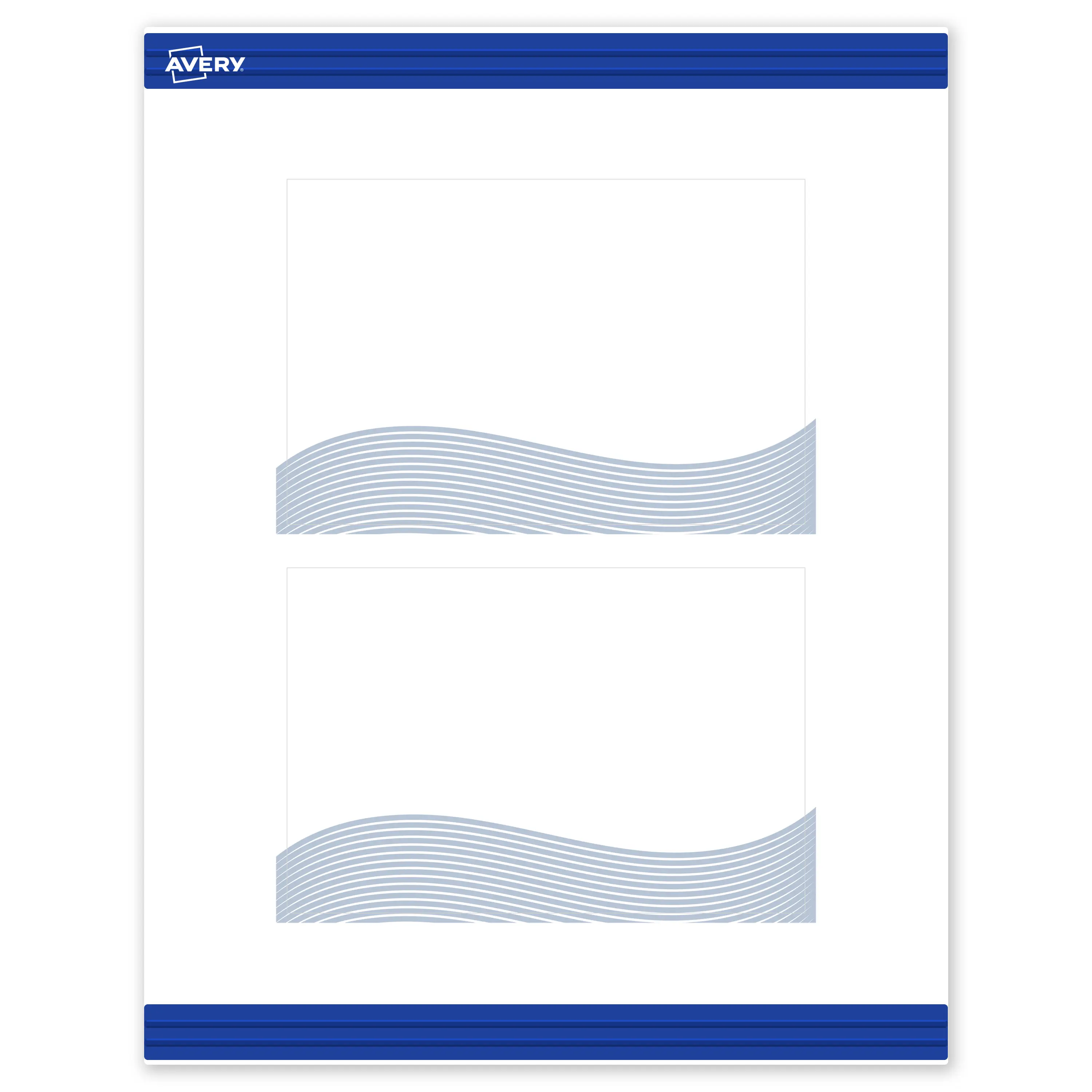 Avery Printable Rectangle Postcards, 4" x 6", Matte White, Pre-printed Blue Waves Design, Sure Feed Technology, Laser & Inkjet Compatible, 40 Total, Great for Branding, Marketing, and Events