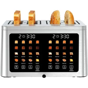 4 Slice Toaster Wide Slot, Auto Lift Keep Warm  Toaster with  Screen,  Control Panel, Defrost, Auto Shut Off Digital Toasters for Bagel Muffin Waffle Gluten Free Breads 1700W 120V