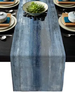 Blue Grey Table Runners Modern Art Farmhouse Linen Table Runners Dresser Scarves Retro Rustic Style for Party Kitchen Dining Table Coffee Holiday Party Decor (13"x 36", Blue Grey)