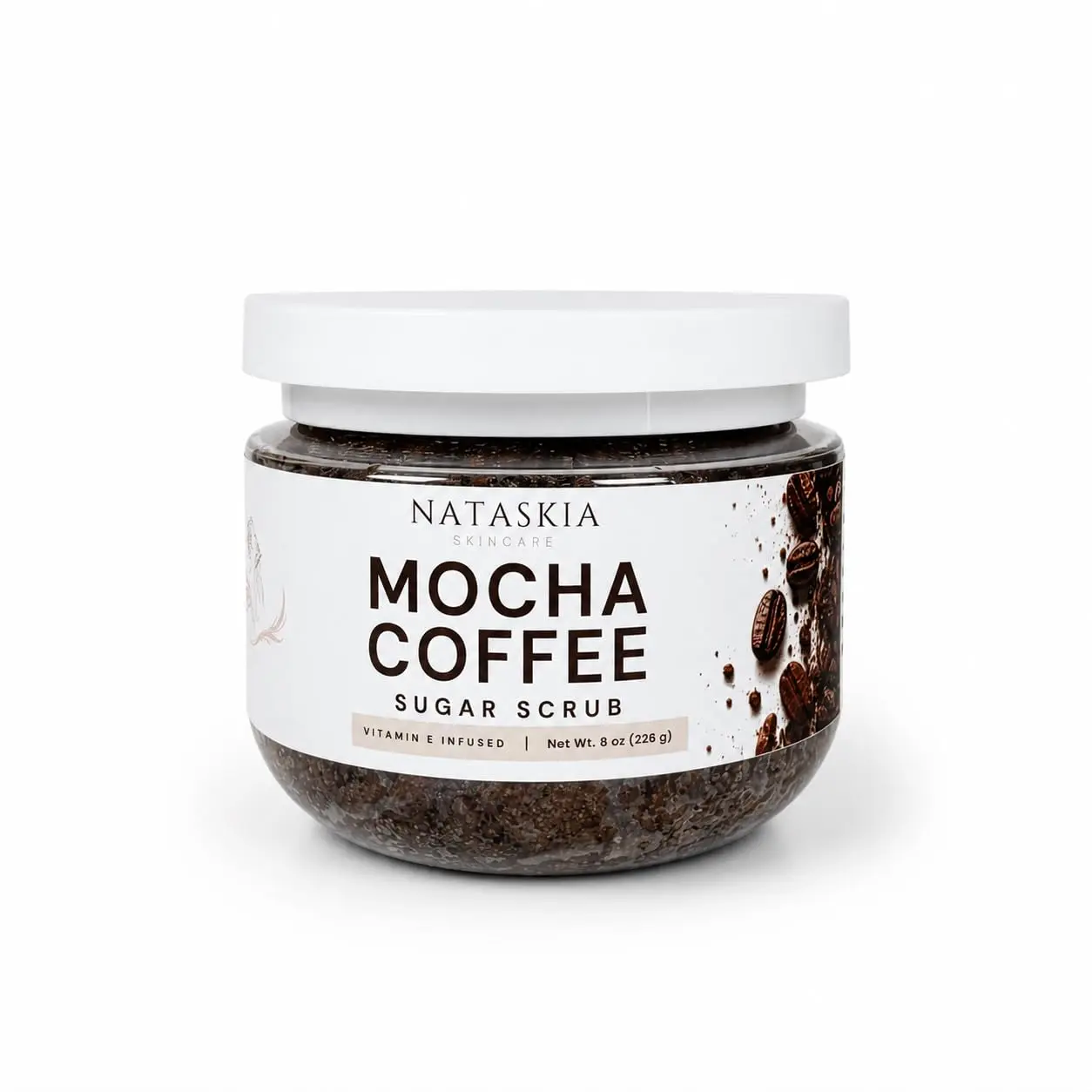 Mocha Coffee Sugar Scrub - Vitamin E Infused Body Exfoliator, Hydrating & Smoothing, 8 oz