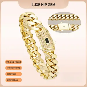 Luxe Hip Gem 14K Gold Plated Luxury Bracelet Waterproof Fade-Resistant Allergen-Free Versatile for Any Occasion,valentines gifts