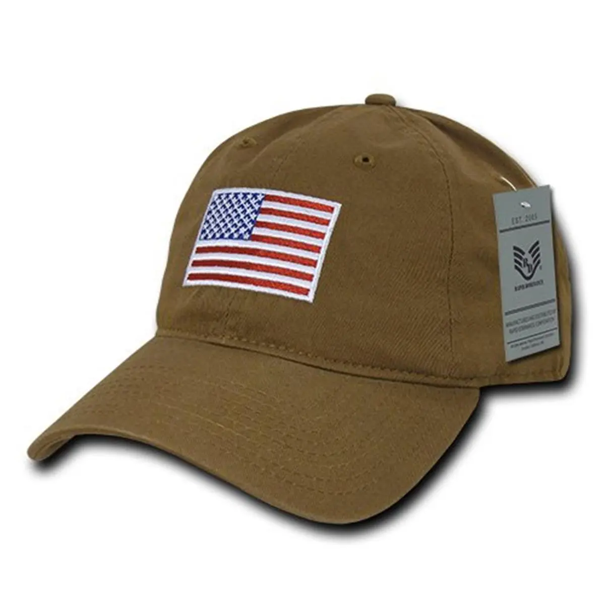 212 MAIN Adjustable Trucker Hat - Relaxed Fit Graphic Cap, American Style with Original USA Flag Design, Coyote Color