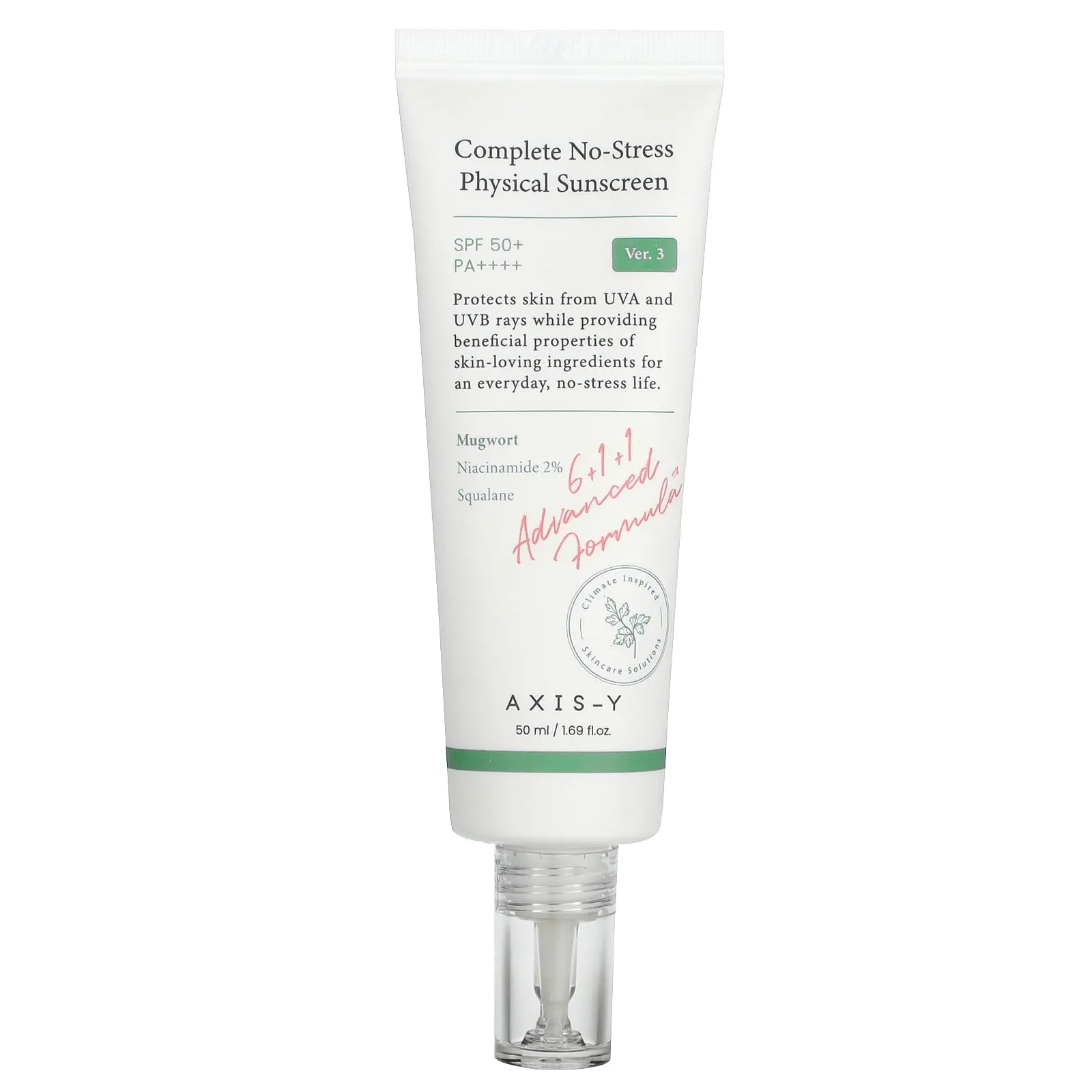 Axis-Y Complete No-Stress Physical Sunscreen, SPF 50+, PA++++, Version 3, 1.69 fl oz (50 ml)