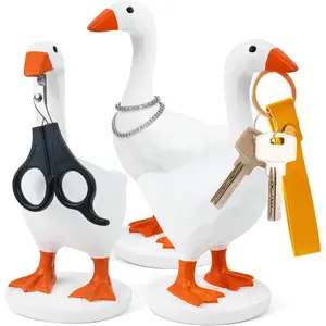 Magnetic Desk Goose 7.5 Inch Cute Office Decor with Strong Magnet, Securely Holds Heavy Keys, Funny Desktop Organizer (Yellow)