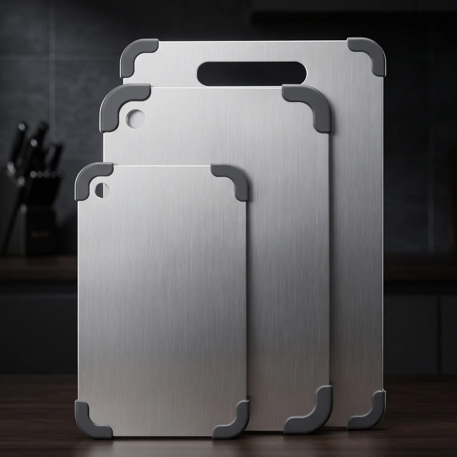 LOVEWE 304 Stainless Steel Cutting Board Set – Non-Slip Kitchen Chopping Board for Meat, Vegetables & Everyday Food Prep