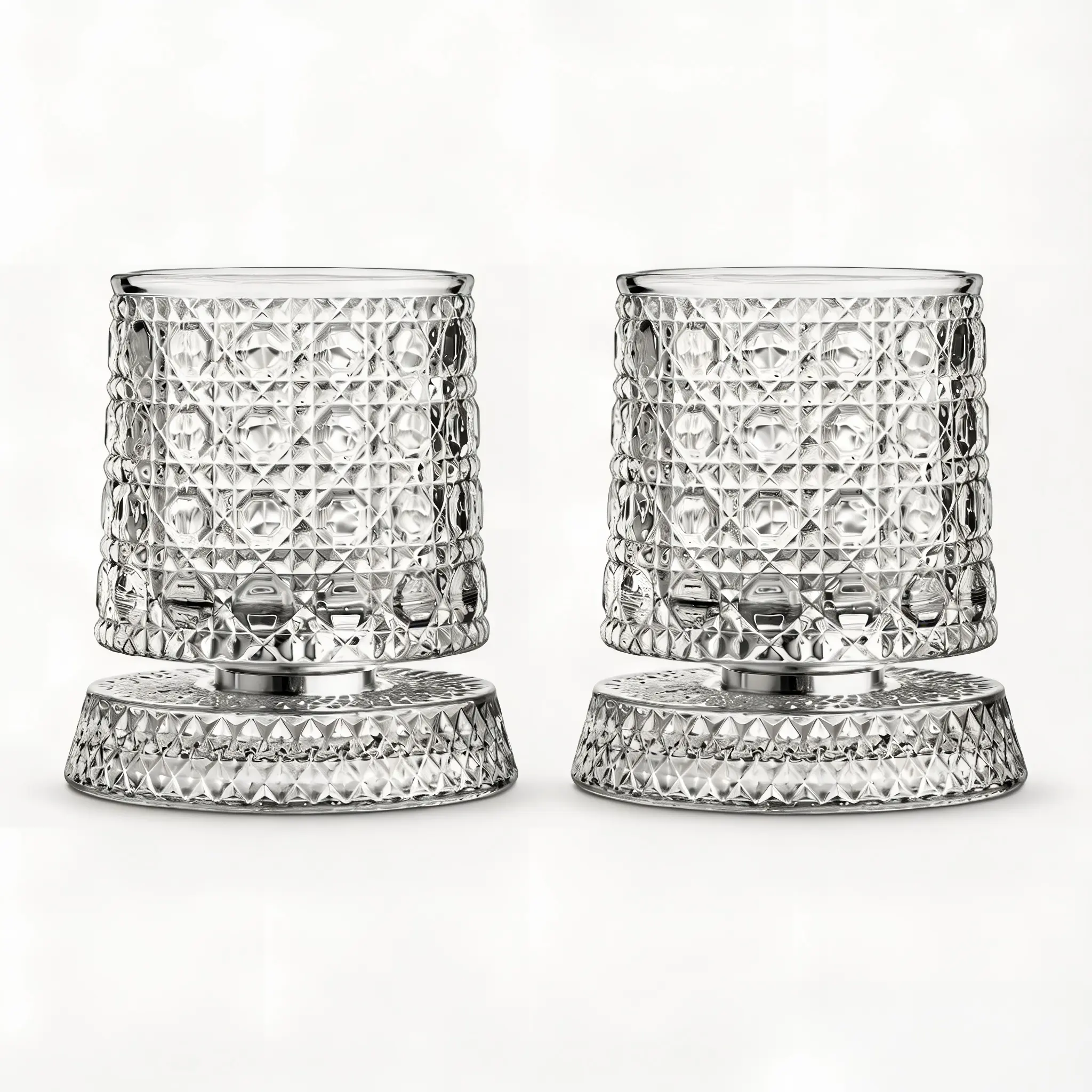 Black Friday! Spinning Whiskey Glasses Set, 360 Degree Rotating Old Fashioned Crystal Tumbler with Unique Relief Base, Rotatable Cocktail Wine Cup for Flavor, Drinking Glassware & Bar Accessories - Valentine's Day gift!