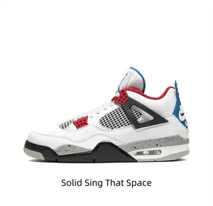 Clean white base mixes bold red fasteners, bright blue trim, black frames and speckled grey sole, breathable grid mesh stays comfy all day. The multi-color matching fits jeans, varsity jackets and casual fits all year round.