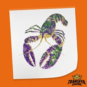 Purple And Green Glitter Crawfish Design - Mardi Gras DTF Heat Transfer Sheet