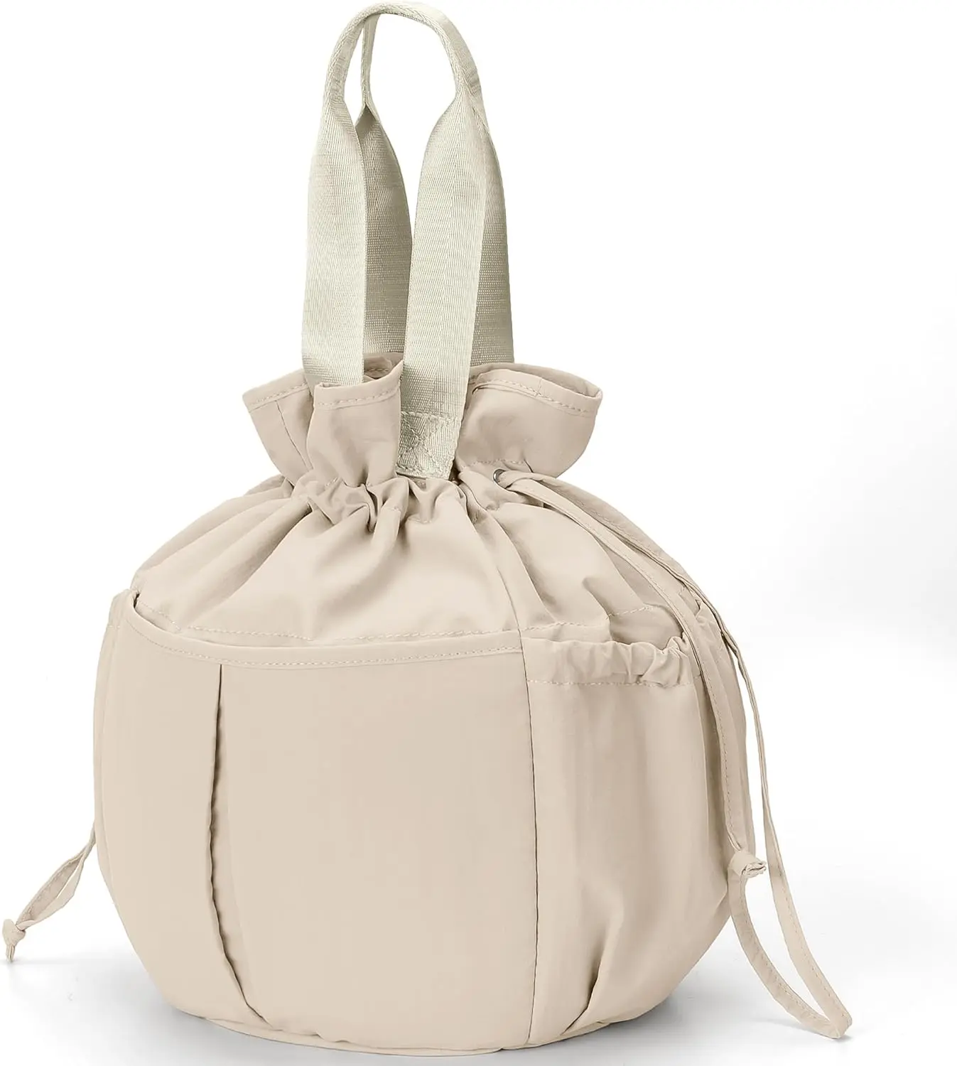 10L Cute Lunch Bag for Women, Large Drawstring Lunch Tote Lightweight Lunch Box for Work Travel, Loncheras para Mujer, Beige